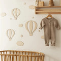 13Pcs Ins Wooden Hot Air Balloon Cloud Star Set Wall Stickers Home Decoration Background Wooden Wall Stickers Holiday Decoration Wall Crafts Cute Wooden Balloon Wall Stickers for Boys and Girls' Rooms Homestay Coffee Bar Deco