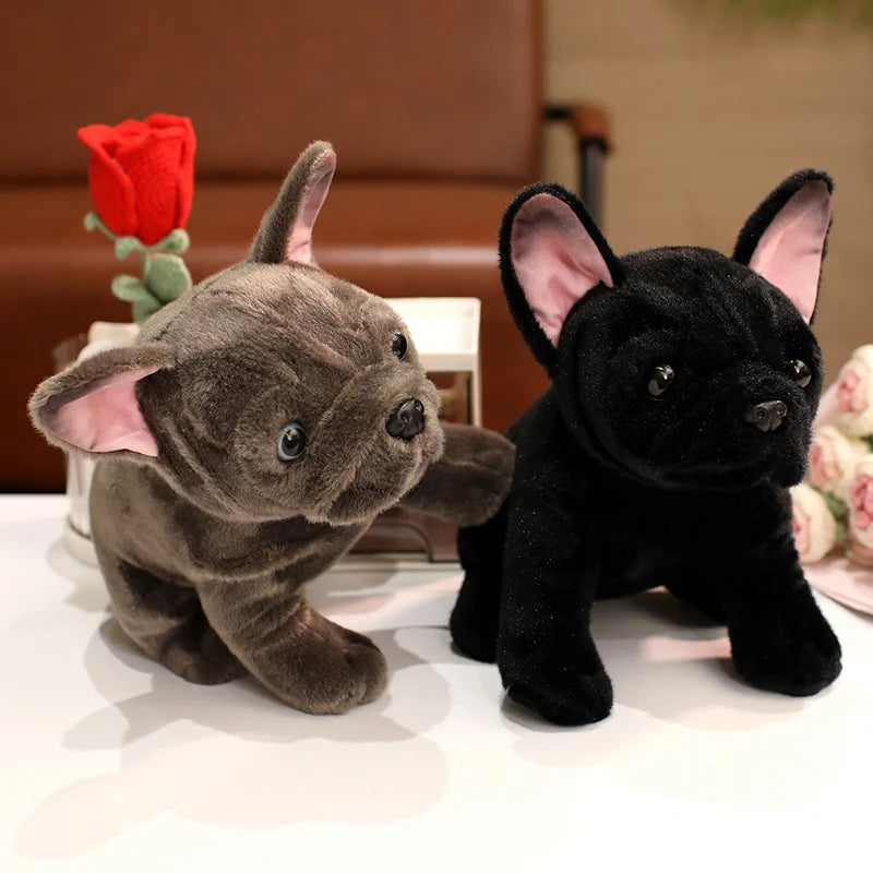 Hot 28cm Bulldog Plush Toy Realistic Stuffed Animals Black Grey Bulldog Plush Lifelike Pet Dog Soft Doll Gift