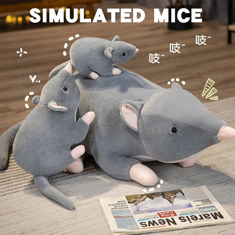Lifelike Mouse Soft Plush Toy Lovely Grey Mice Full Stuffed Animal Rat Pillow Funny Toy Birthday Christmas Gifts