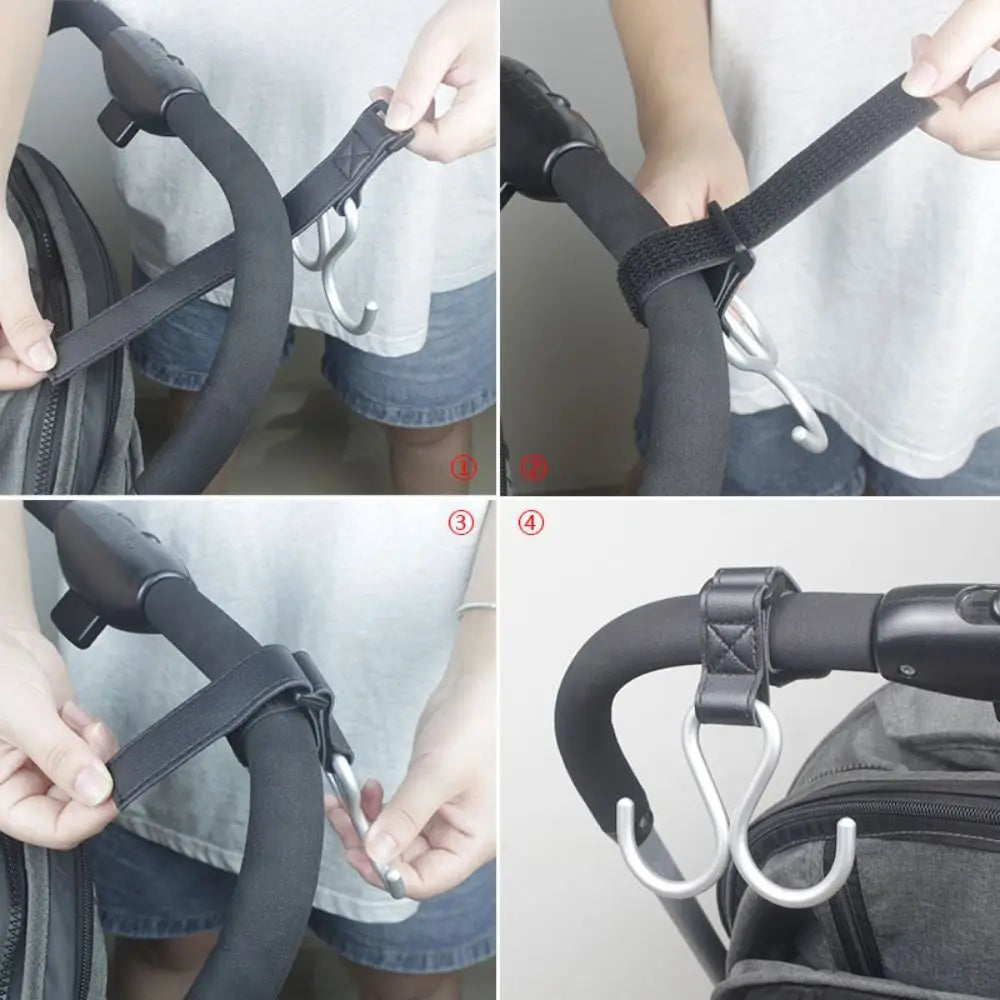 Creative S Shape Baby Stroller Hooks PU Double Hook Hanging Hook Stroller Accessories Solid Color Stroller Accessories Baby