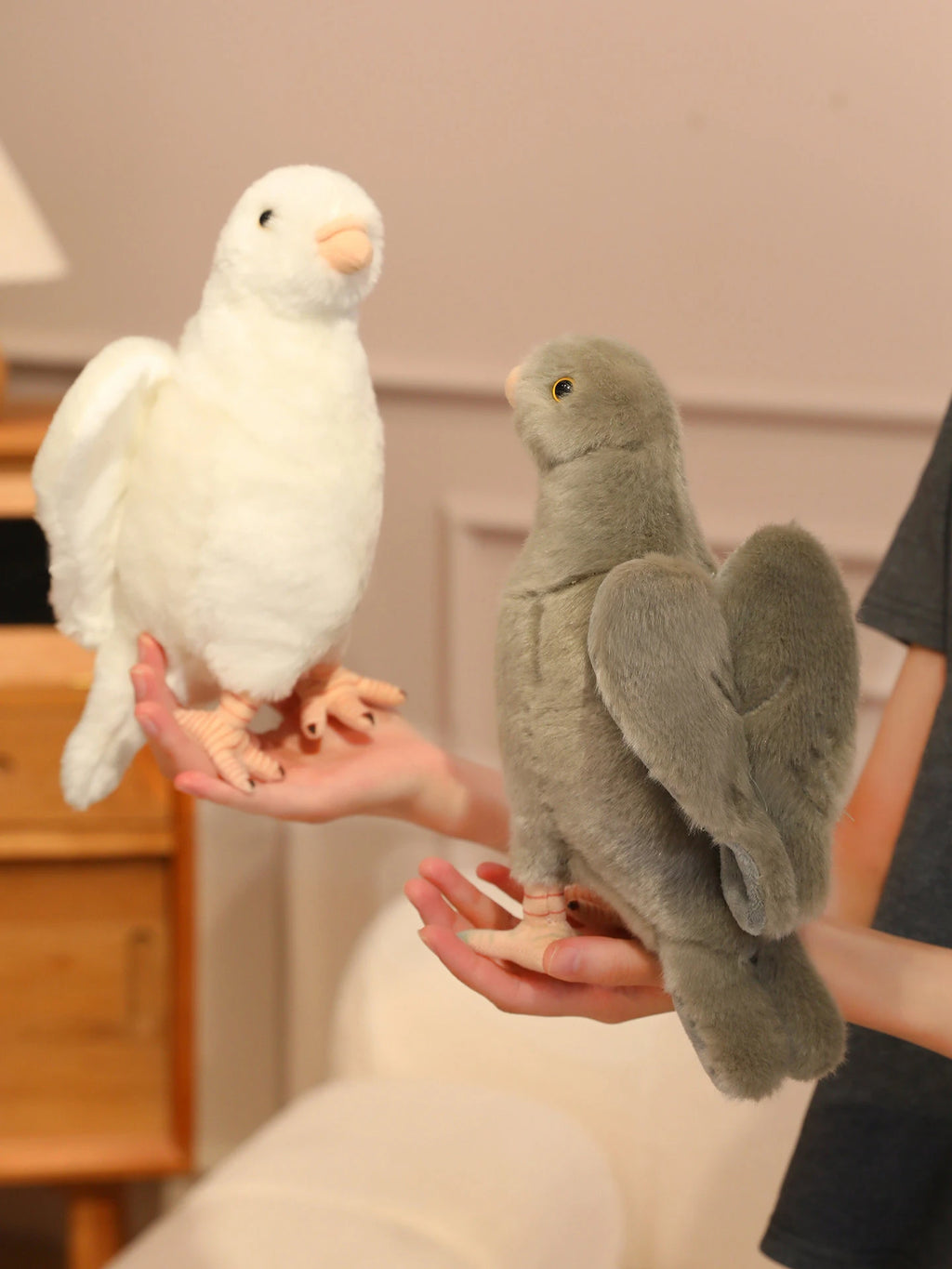 Grey White Simulation Pigeon Plush Toy Peace Dove Stuffed Animal Doll for Kids Home Decor And Photography Props