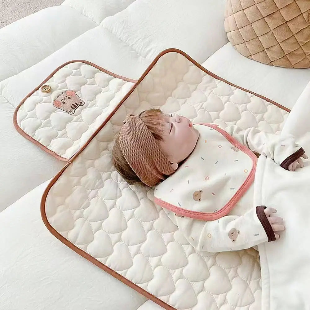 Korean ins baby portable urine pad bag multi-functional cute embroidery diaper changing diaper pad diaper changing pad