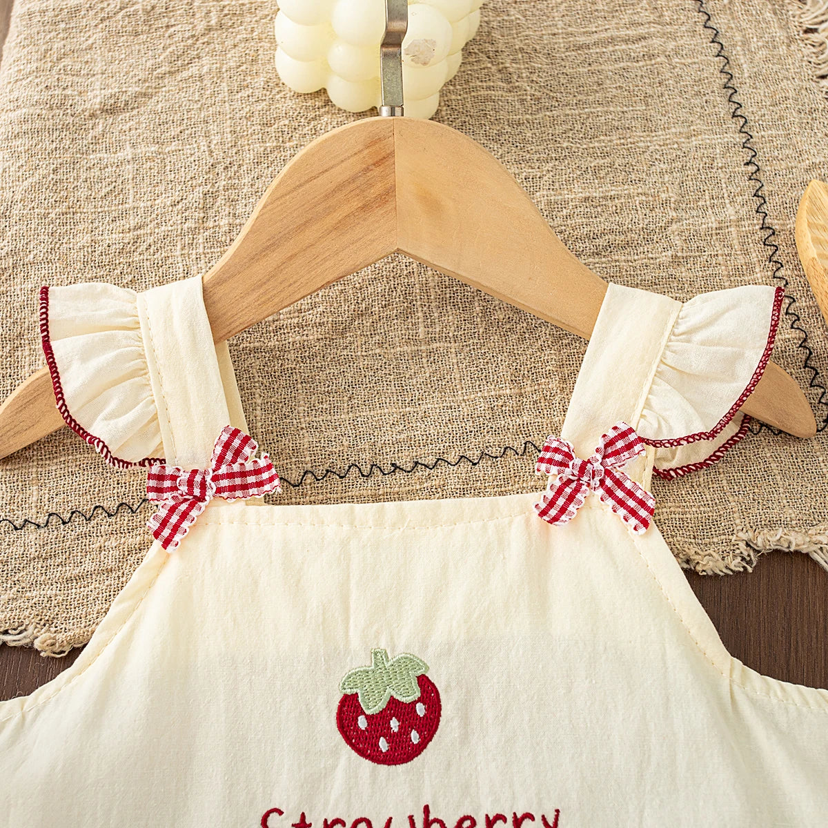 Baby Girl Dress Summer Strawberry Plaid Cotton Suspender Girl Dress Cute Bow Beach Princess Baby Dress Baby Girl Clothes
