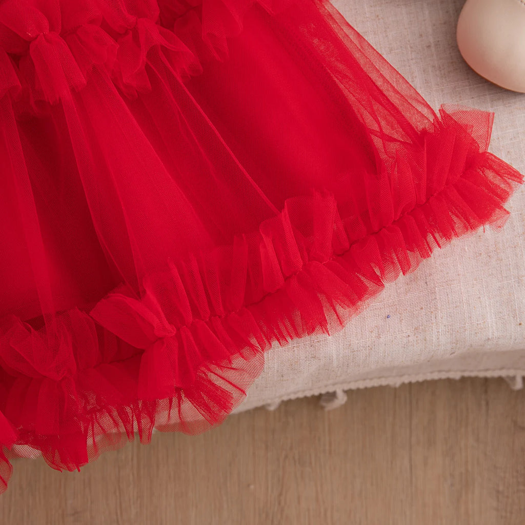 Korean Style Sweet Solid Color Baby Girl Dress Summer Fashion Flower Birthday Party Gift or Wedding Princess Fairy Toddler Dress
