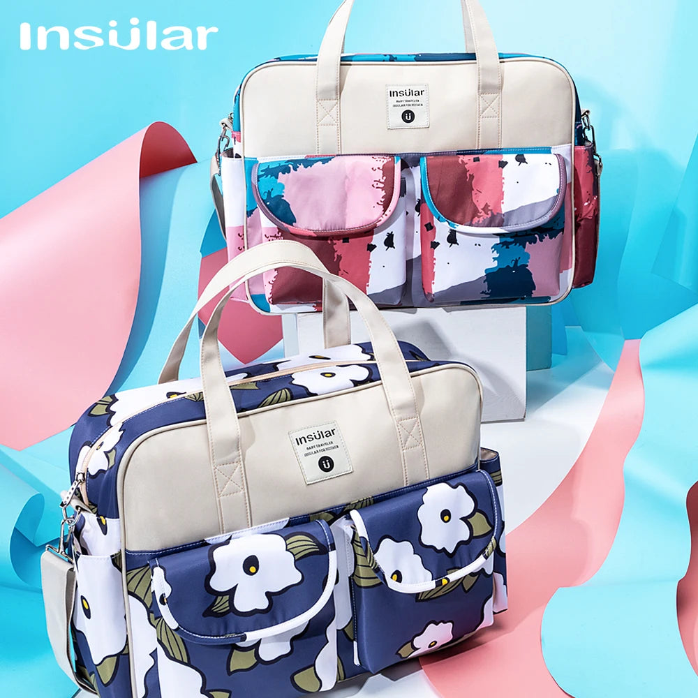 Insular Diaper Bag One Shoulder Baby Bag Women Travel Handbag for Baby Nursing Mummy Maternity Printed Nappy Bag
