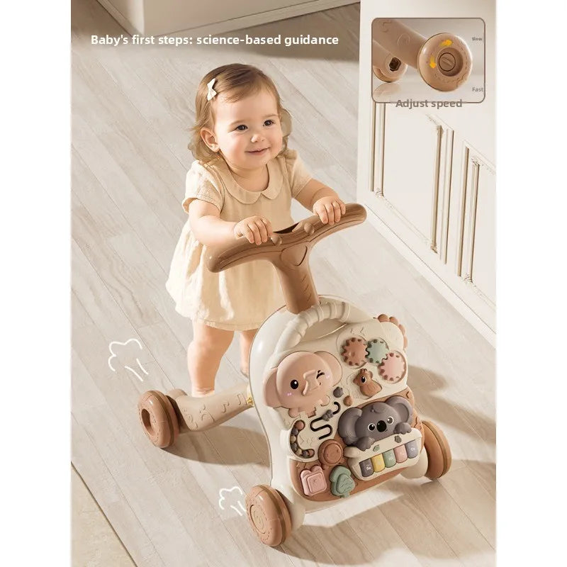 Baby Multifunctional Walker Toy Anti-Rollover Toddler Walking Assistant Adjustable Activity Learning Push Gift for 1 Year Old