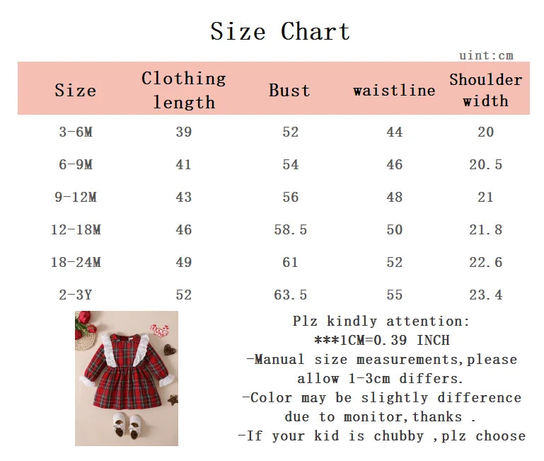 Toddler Baby Girl Clothing Red Checkered Ruffle Fashion Long sleeves Dress fit 0-3 Year Cute Baby Girl Spring Autumn Party Dress