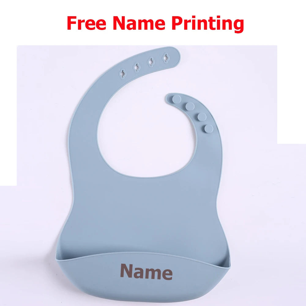 Silicone Bib Baby Drool Catcher with Free Name Engraving Creative Gifts Customized for Boys and Girls