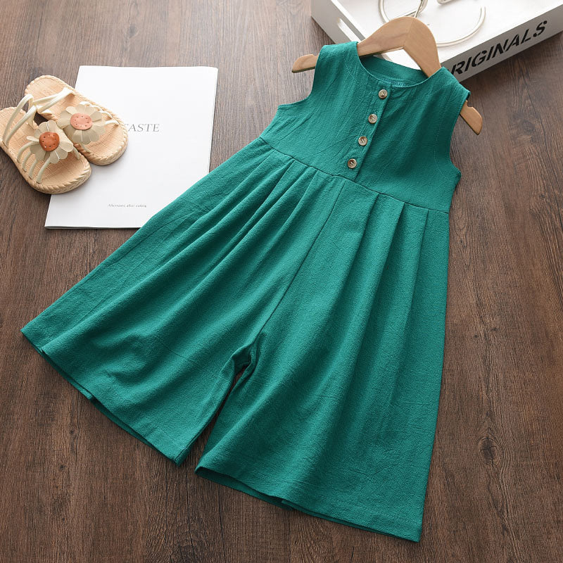 Bear Leader Kids Girls Jumpsuits 2023 New Fashion Girl Baby Casual Bodysuits Children Solid Costumes Sleeveless Clothing 3-7Y