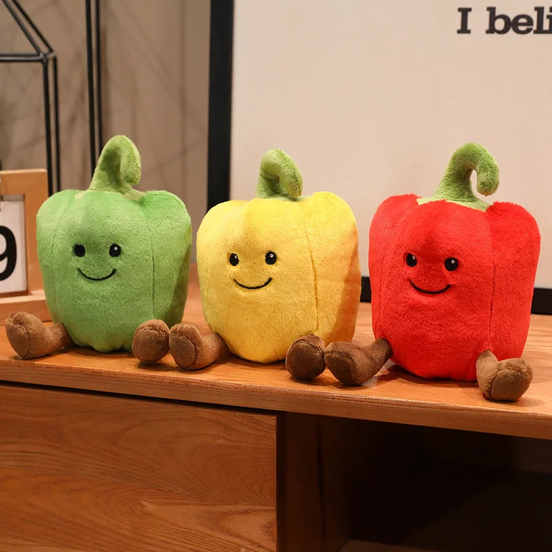 New Creative Cartoon Colored Pepper Plush Toys Stuffed Cozy Smile Vegetables Doll Cute Office Desktop Companion Delicate Gift