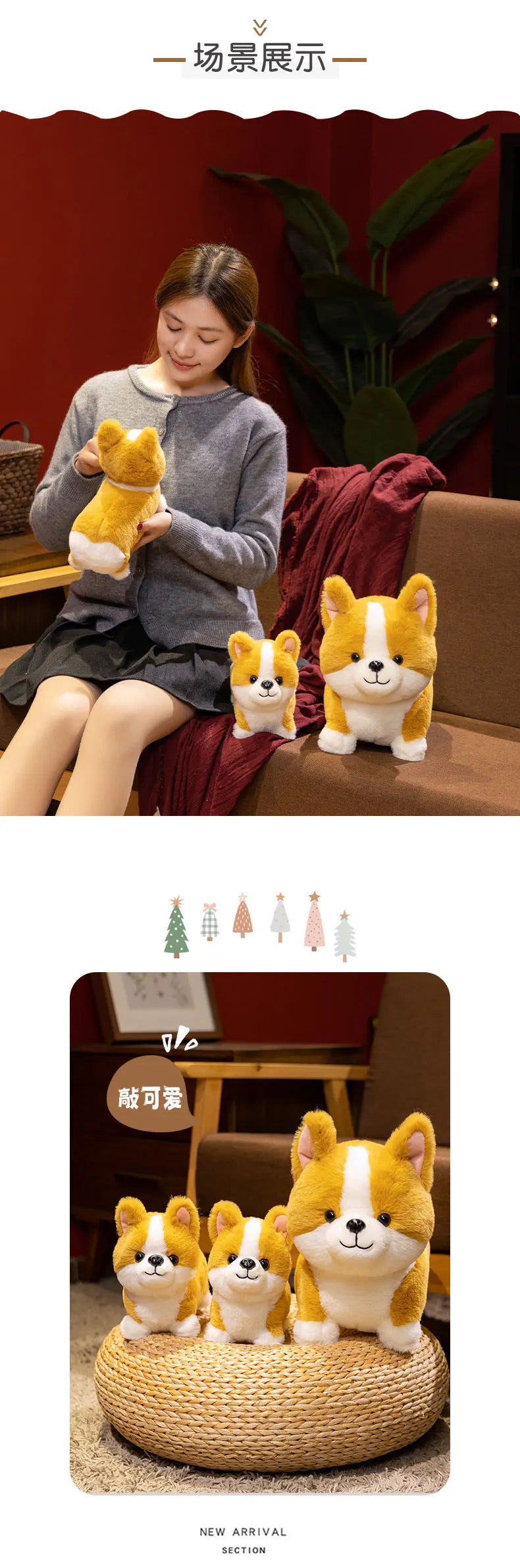 Hot Lifelike Corgi Dog Plush Toy Stuffed Animal Cute Simulation Puppy Inu Fluffy Appease Baby Doll Gift for Children Birthday