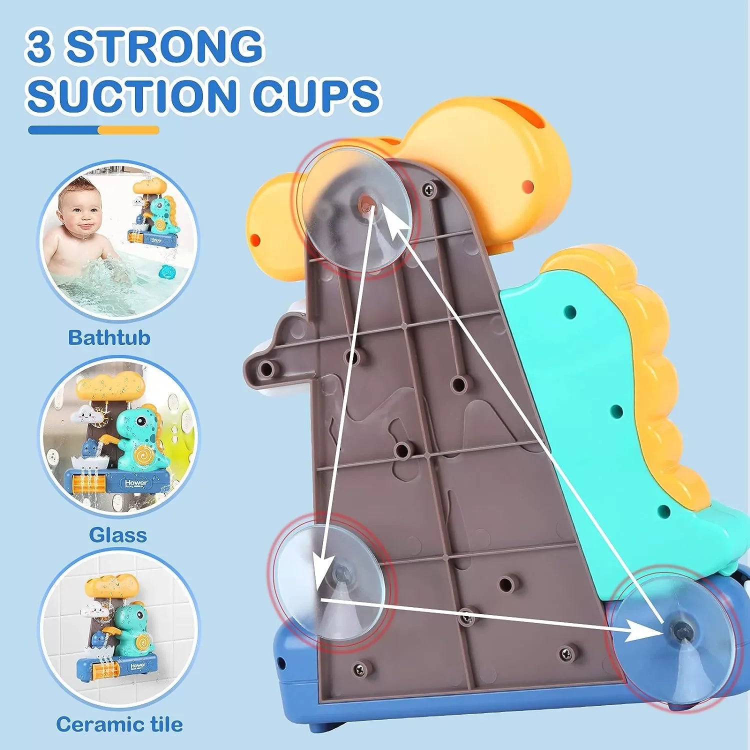 Baby Bath Toys Spray Toy for Kids Cartoon Dinosaur Suction Cup Dinosaur Bath Toys for Toddlers Animal Sprinkler Waterwheel Water