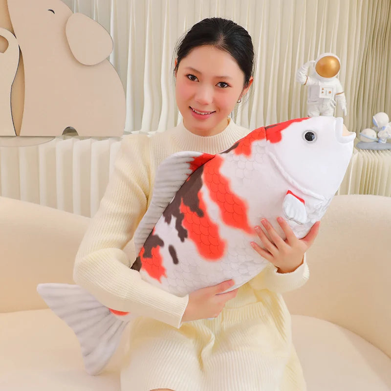 1pc 75CM Simulation Koi Fish Plush Toys Soft Stuffed Cartoon Carp Plushie Pillow For Girls Boys Sofa Home Decor Cushion Gifts