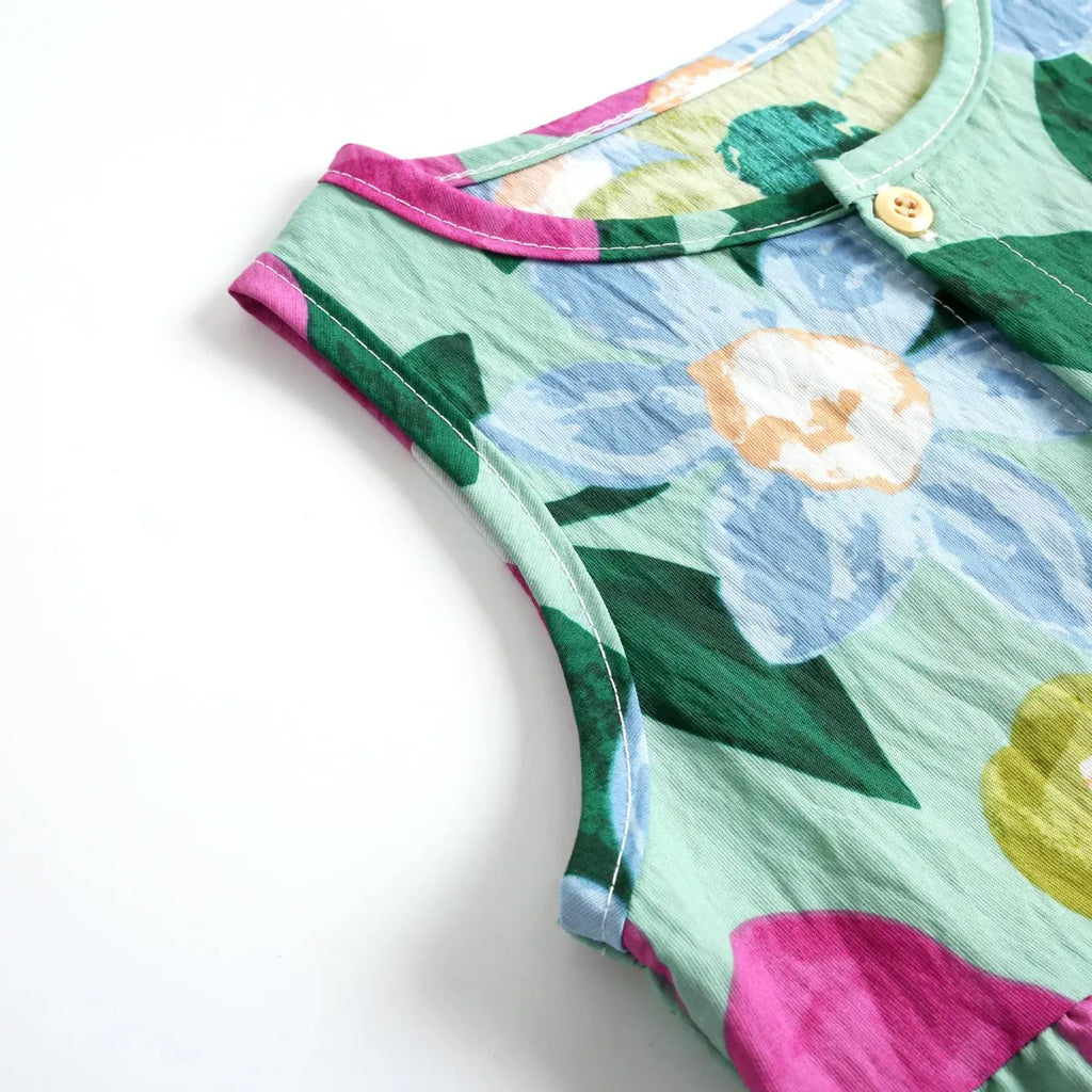 Baby Girls Printing Jumpsuits Flower Summer Rompers Cotton Toddler