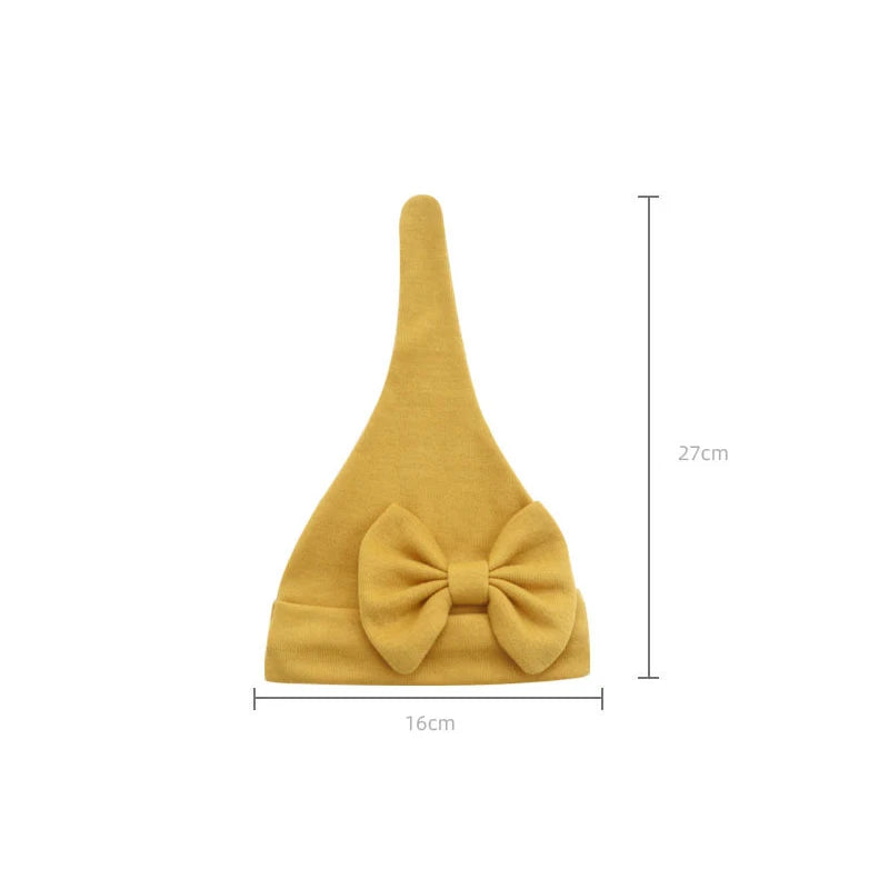Solid Cotton Bow Knot Turban Hats for Baby Girls Beanies Soft Thin Elastic Caps Bonnet Newborn Infant 0-6 Months Headwraps