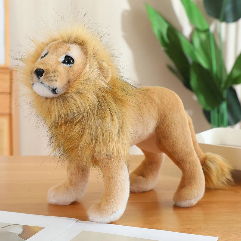 New Simulation Lion Tiger Leopard Plush Toys Home Decor Stuffed Cute Animals Dolls Gift For Children Birthday Christmas