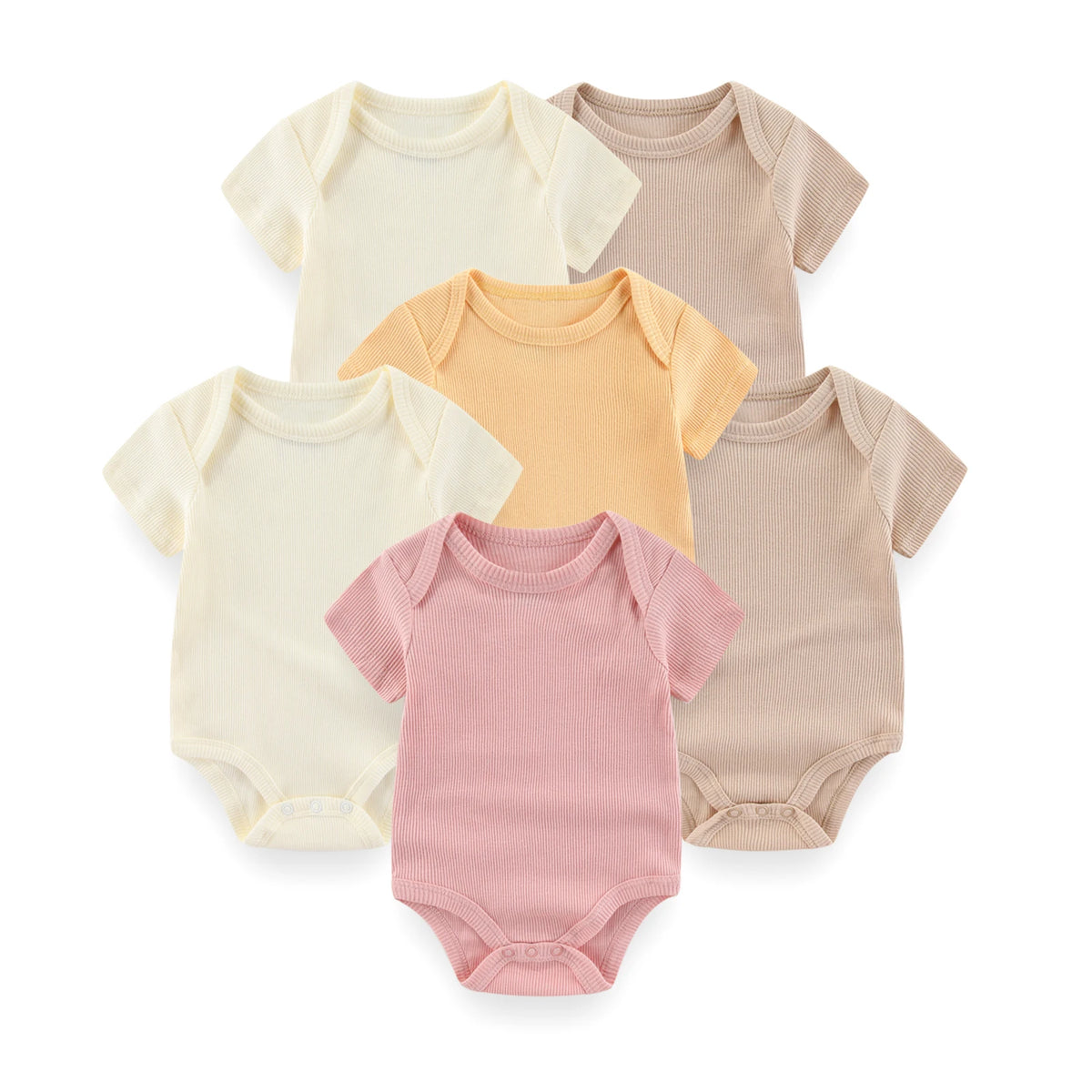 Baby Bodysuits 6 Pack Short Sleeve Cotton Soft Newborn Onesies for Boys and Girls Cartoon Prints