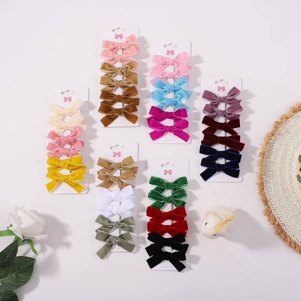6Pcs Solid Ribbon Bows Hair Clips Cute Handmade Bow Hairpin Barrettes Headwear for Baby Girls Kids Hair Accessories Gifts