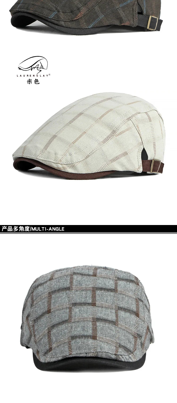 New Duckbill Hat for Men Spring Summer British Retro Fashion Plaid Casual Painter Hat Women's Beret