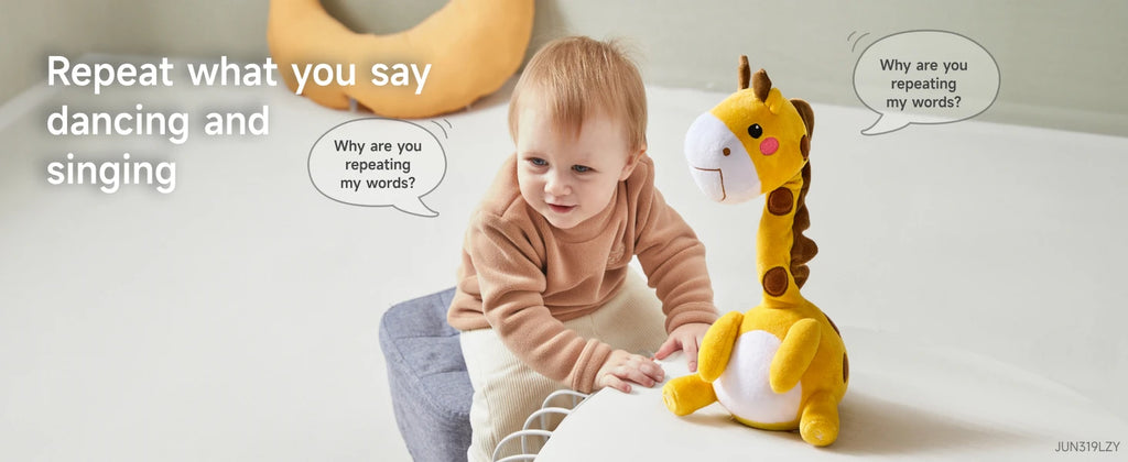Dancing Talking Dinosaur Toy Mimicking Twisting Electronic Soft Plush Giraffe Toy with Record Repeating What You Say Singing