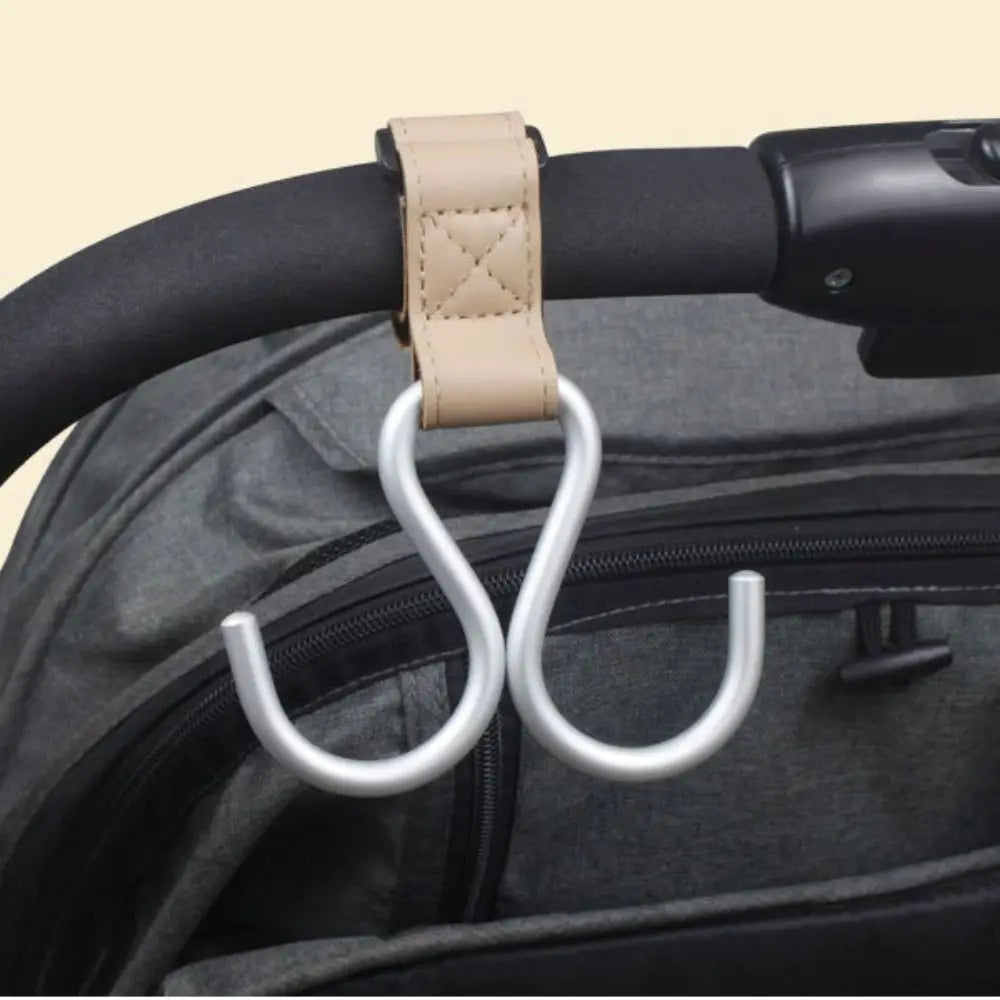 Creative S Shape Baby Stroller Hooks PU Double Hook Hanging Hook Stroller Accessories Solid Color Stroller Accessories Baby