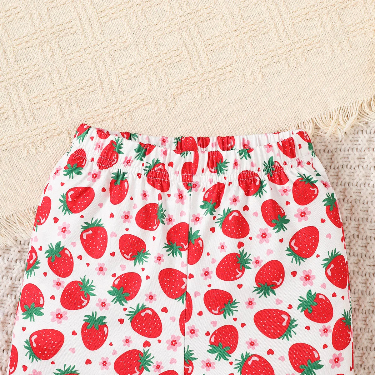 Baby Girl Set Strawberry Printed Long Sleeve+Bellbottom Pants Fashion Set for 0-3 Year Female Baby Spring Autumn Leisure Set