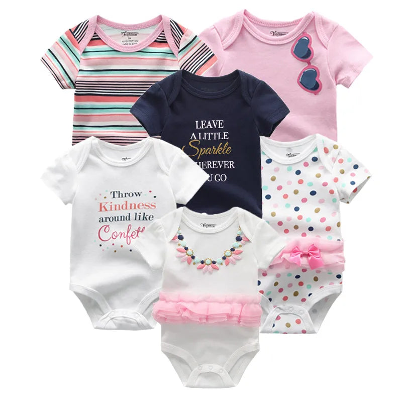 6-Pack Cartoon Cute Baby Unisex Bodysuits Summer Short Sleeve Newborn Boys Girl Onesies 0-12 Months Infant Clothes