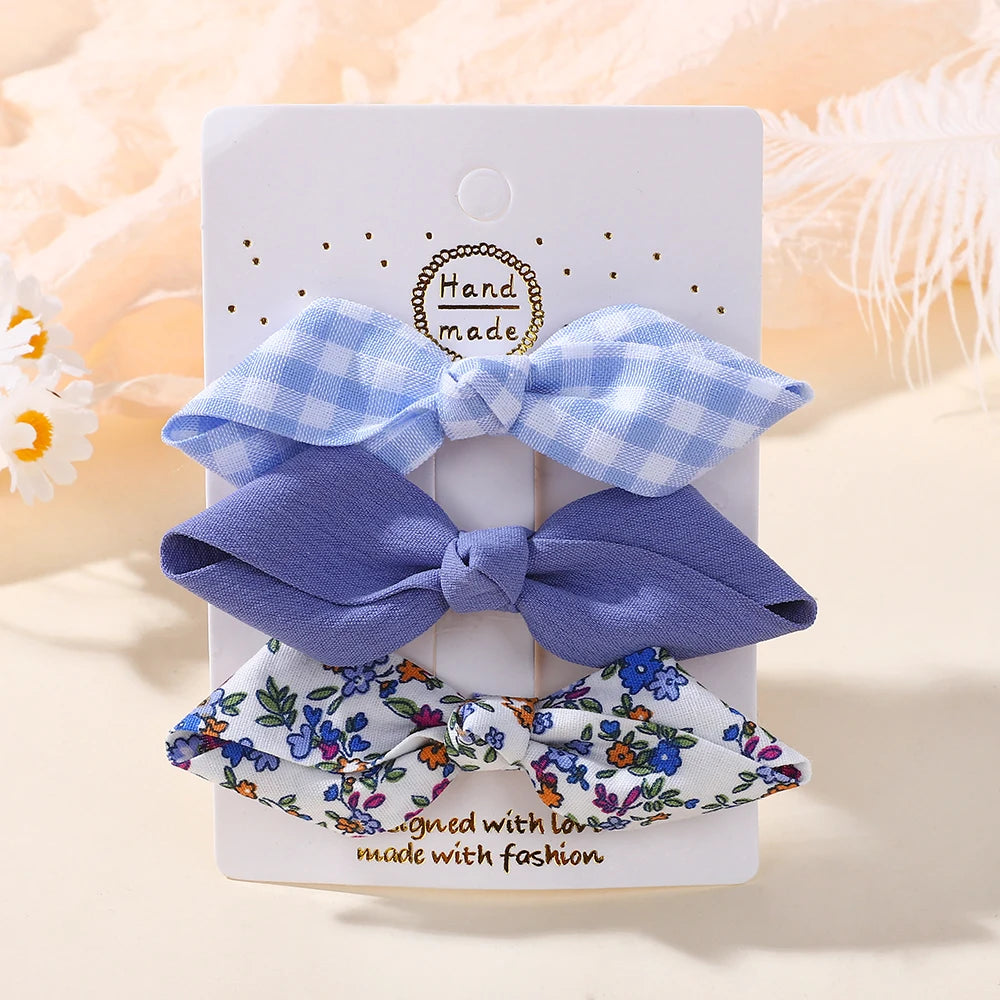 3Pcs Fresh Printing Hairpins Colorful Bowknot Hairclips for Girls Travel Party Dress Up Headwear Kids Hairgripes