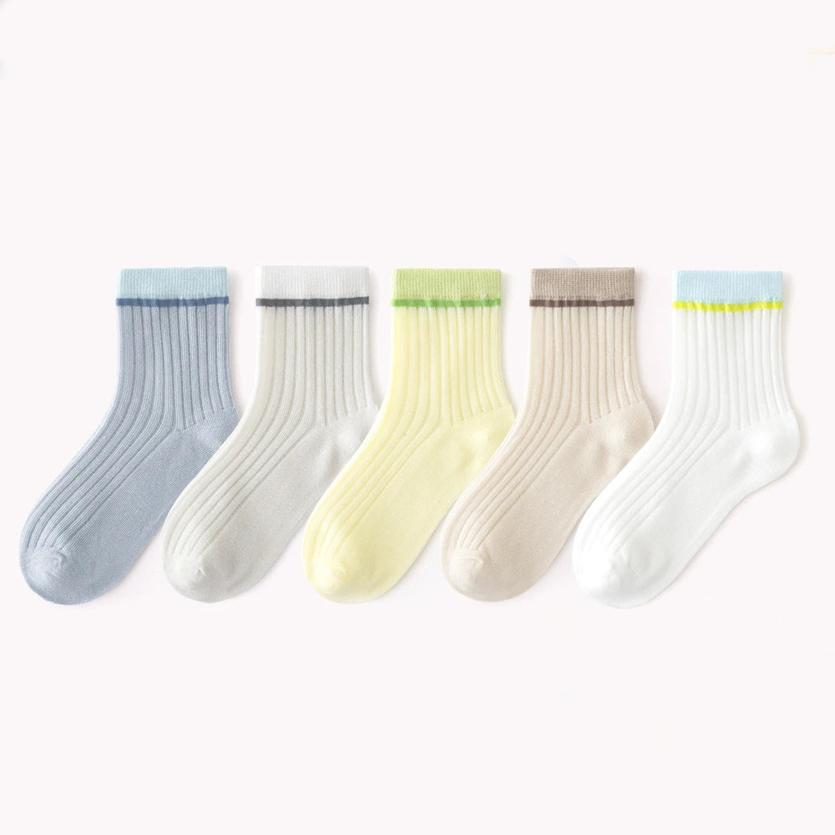 5 Pairs Cotton Childrens Mesh Socks Soft Thin Spring Summer Sock Kids Baby Solid Color Sock Boys Girls Breathable Casual Sockens