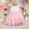 Baby girl Summer Dress Beautiful Embroidered Butterfly Tulle Princess Dress Toddler Holiday Party Dress suitable for 0-3 Year