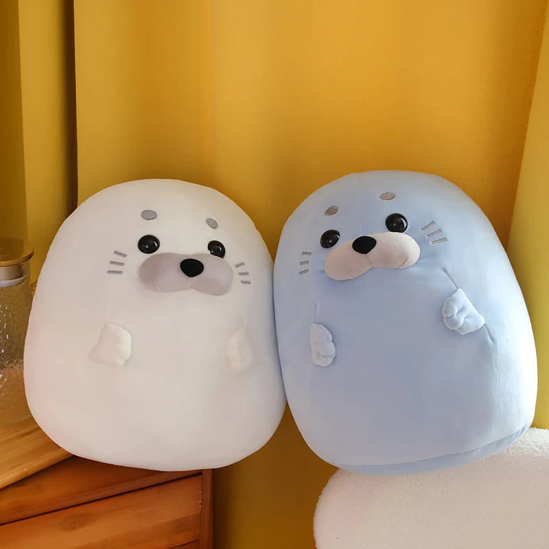 New Adorbale Furry Plush Seal Plush Toy Stuffed Down Cotton Fat Round Animal Sea Lion Doll Sleep Pillow Cushion Kawaii Gifts