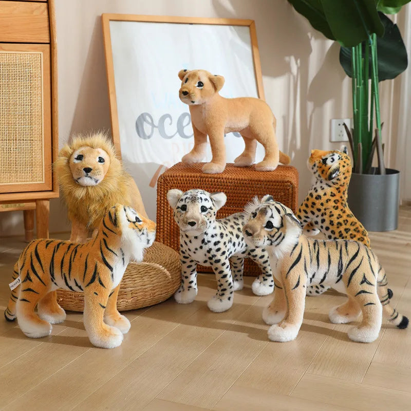 New Simulation Lion Tiger Leopard Plush Toys Home Decor Stuffed Cute Animals Dolls Gift For Children Birthday Christmas