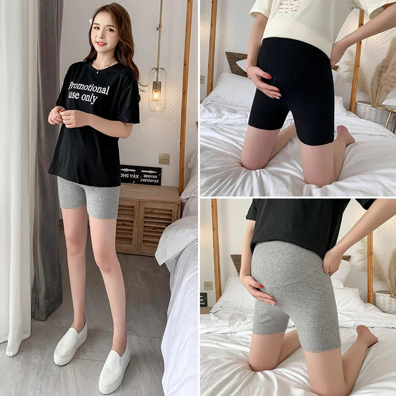 Pregnant Women Summer Pants Comfortable Cotton Trousers Letters Embroidery Pregnancy Short Leggings Slim Stripe Maternity Shorts