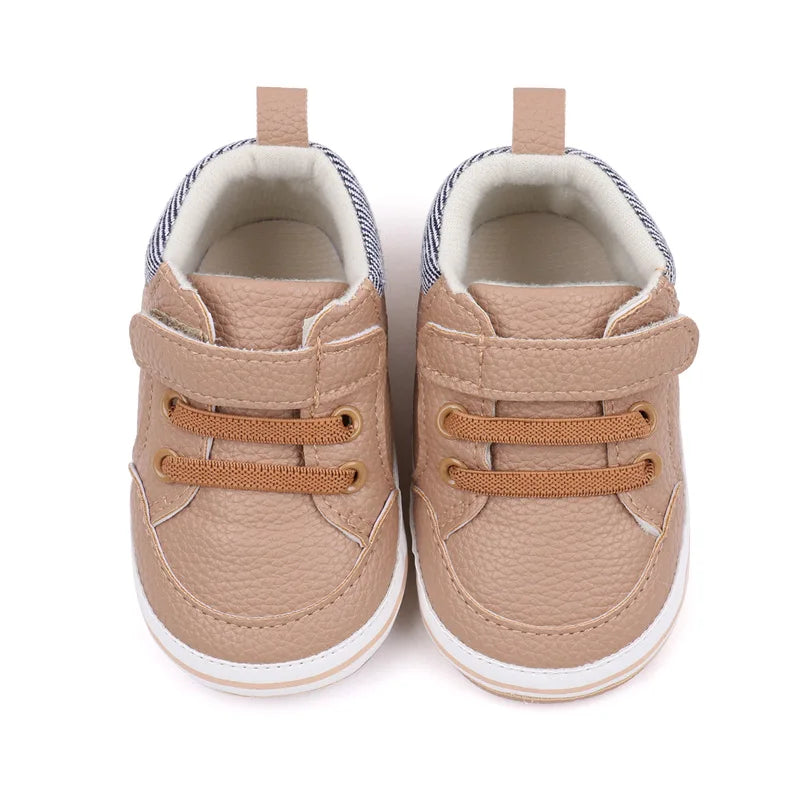 2025 Baby Sneaker Spring and Autumn Style High Quality PU and TPR Sole Newborn Toddler Prewalk Shoes Outdoor Water Proof BNB3093