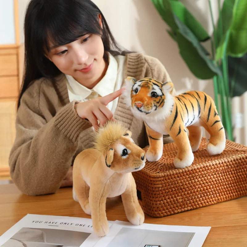 New Simulation Lion Tiger Leopard Plush Toys Home Decor Stuffed Cute Animals Dolls Gift For Children Birthday Christmas