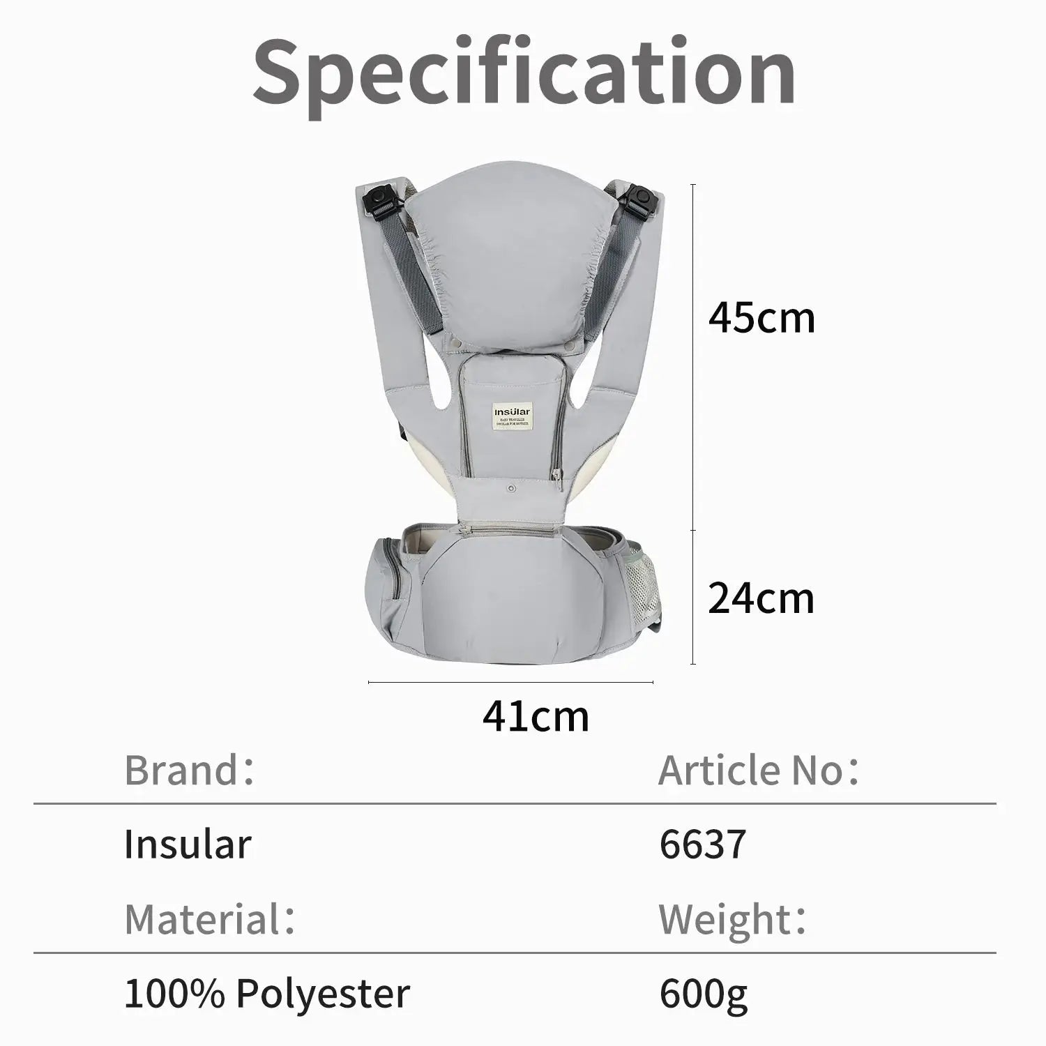 INSULAR Baby Carrier Breathable Child Waist Stool With Hip Seat Waist Stool Front Hold Portable Multi-functional 0-2Y