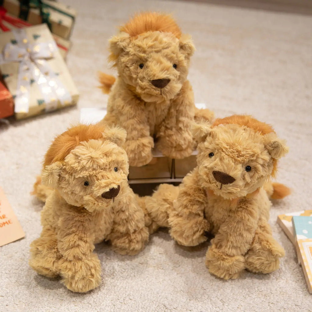 25cm Super Cute Jungle Lion Plush Toy Cartoon Stuffed Animal Doll for Kids Room Decor Boys & Girls Birthday Gift