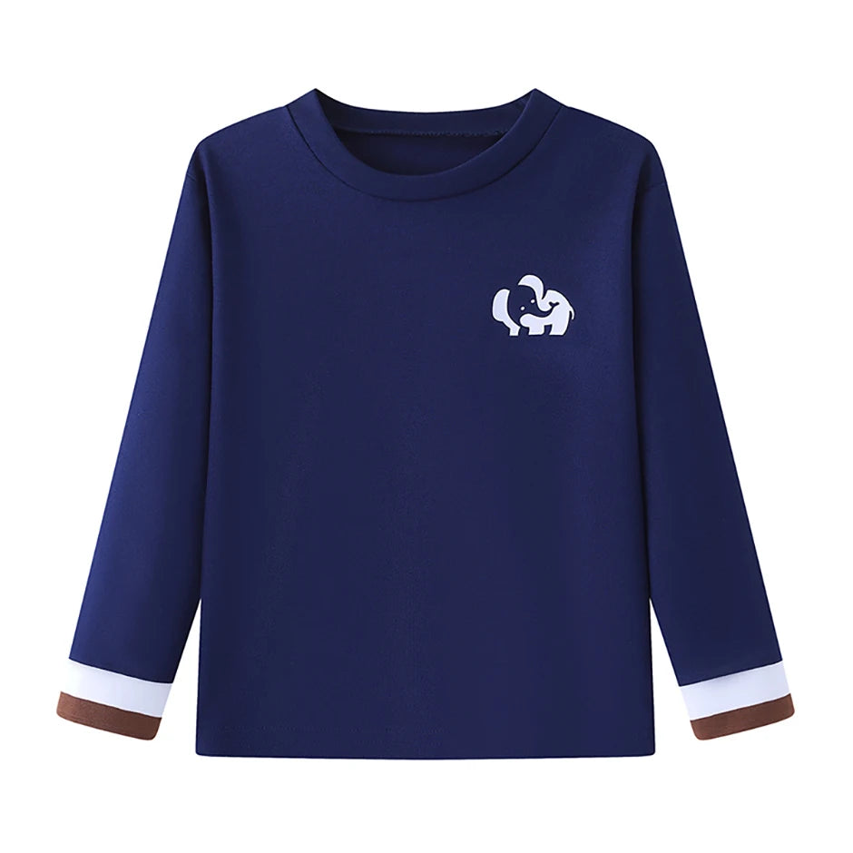 1/3 Piece Autumn And Winter Children's Solid Color Small Logo Fashionable Long Sleeved T-shirt Boys And Girls Round Neck Shirt