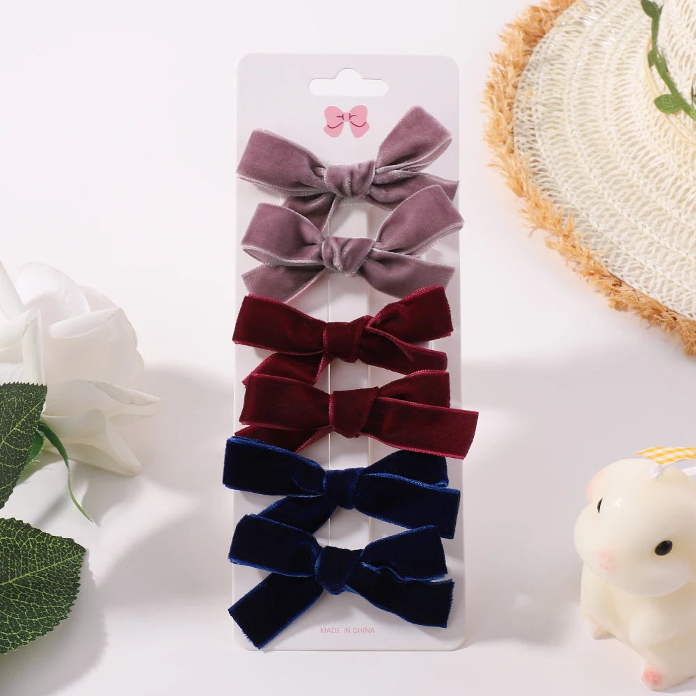 6Pcs Solid Ribbon Bows Hair Clips Cute Handmade Bow Hairpin Barrettes Headwear for Baby Girls Kids Hair Accessories Gifts