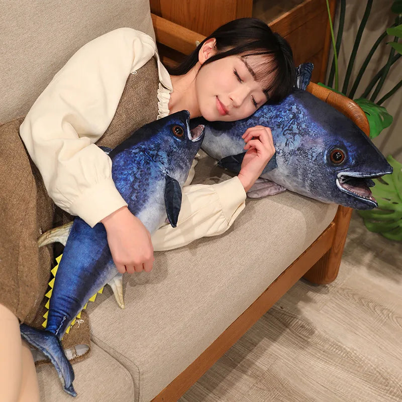 Hot Wholesale Stuffed Fish Throw Pillow 55/75/95cm 3d Simulation Tuna Plush Toys Creative Sofa Pillow Cushion Gift Kids Toy