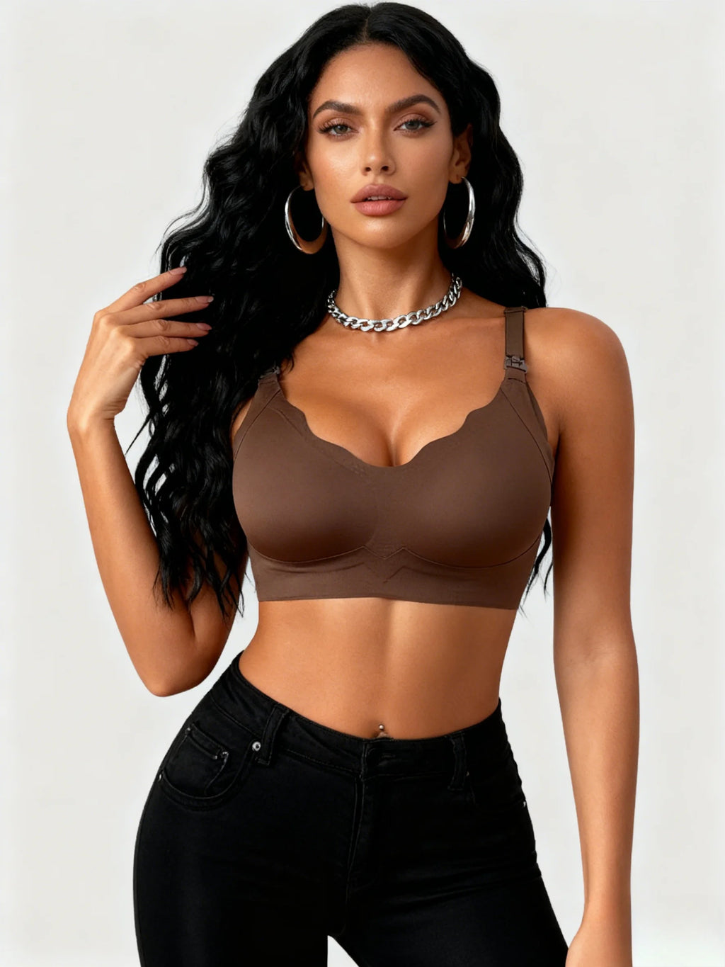 3 Pcs New Style Nursing Bra With a Chest Opening And Comfortable Button Closure, Suitable For Breastfeeding During Pregnancy