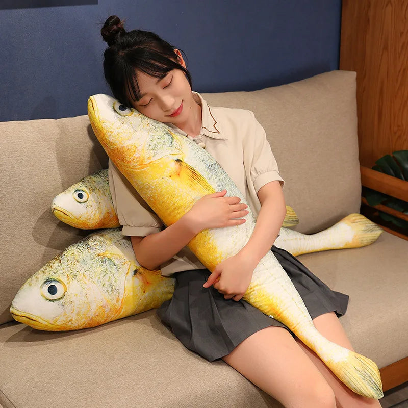 Artificial yellow croaker Plush Pillow Imitation Funny Fish Stuffed Pillow Emulational Home Sofa Plush Decoration Cushion