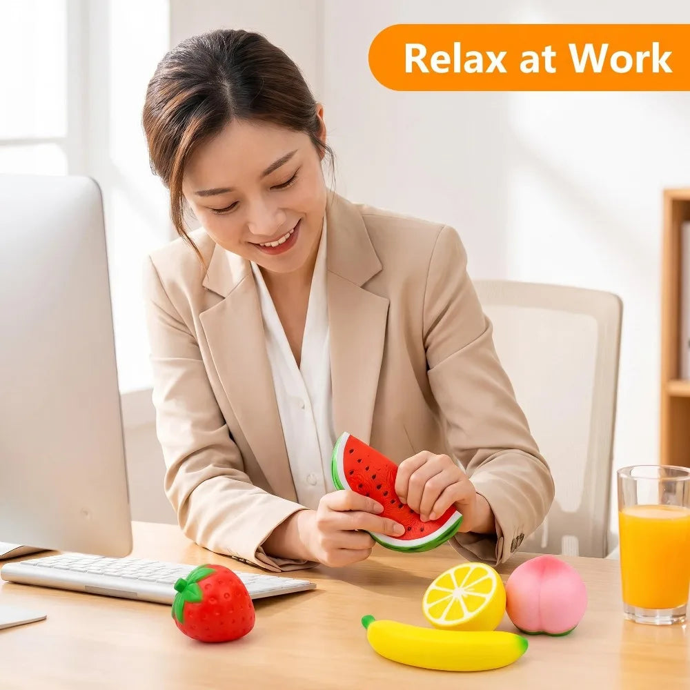 Jumbo Strawberry Fruit Squishy Toy Set Slow Rebound Stress Relief Toy Decompression Fidget for Adult Office Desk Decor Gift