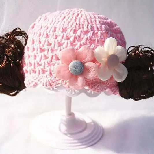 Solid Color Lace Turban Baby Hat Knitted Newborn Girls Hat Model Hn-001 Wholesale