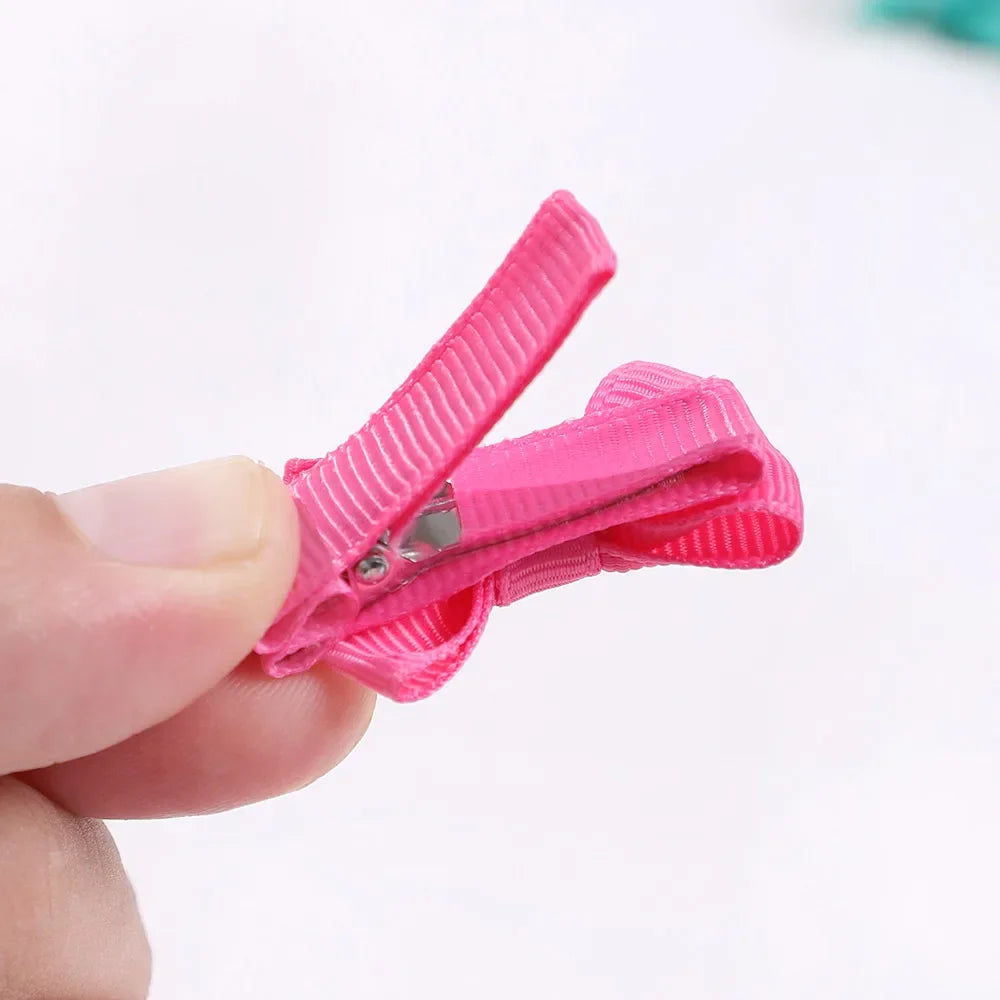 BABY BOWS 20/24/30Pcs Rainbow 1.5'Mini Bowbots Fabric Hair Clips for Girls Colorful Headwear Kid Non Harmful To Hair Accessories