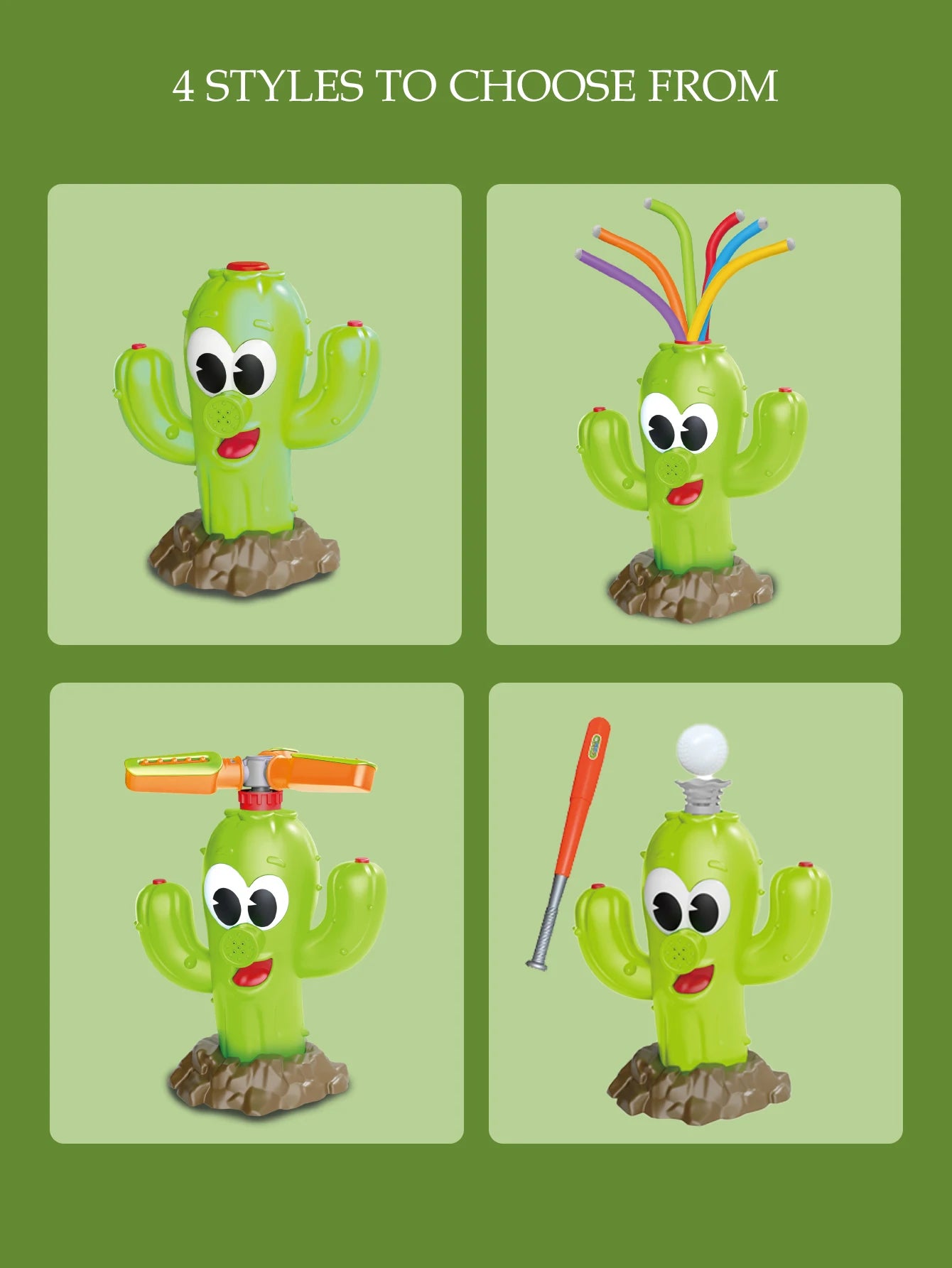 Cactus Sprinkler Outdoor Water Spray Toys, Summer Outside Backyard for Kids Playing Water Games Sprinkler Set Gifts