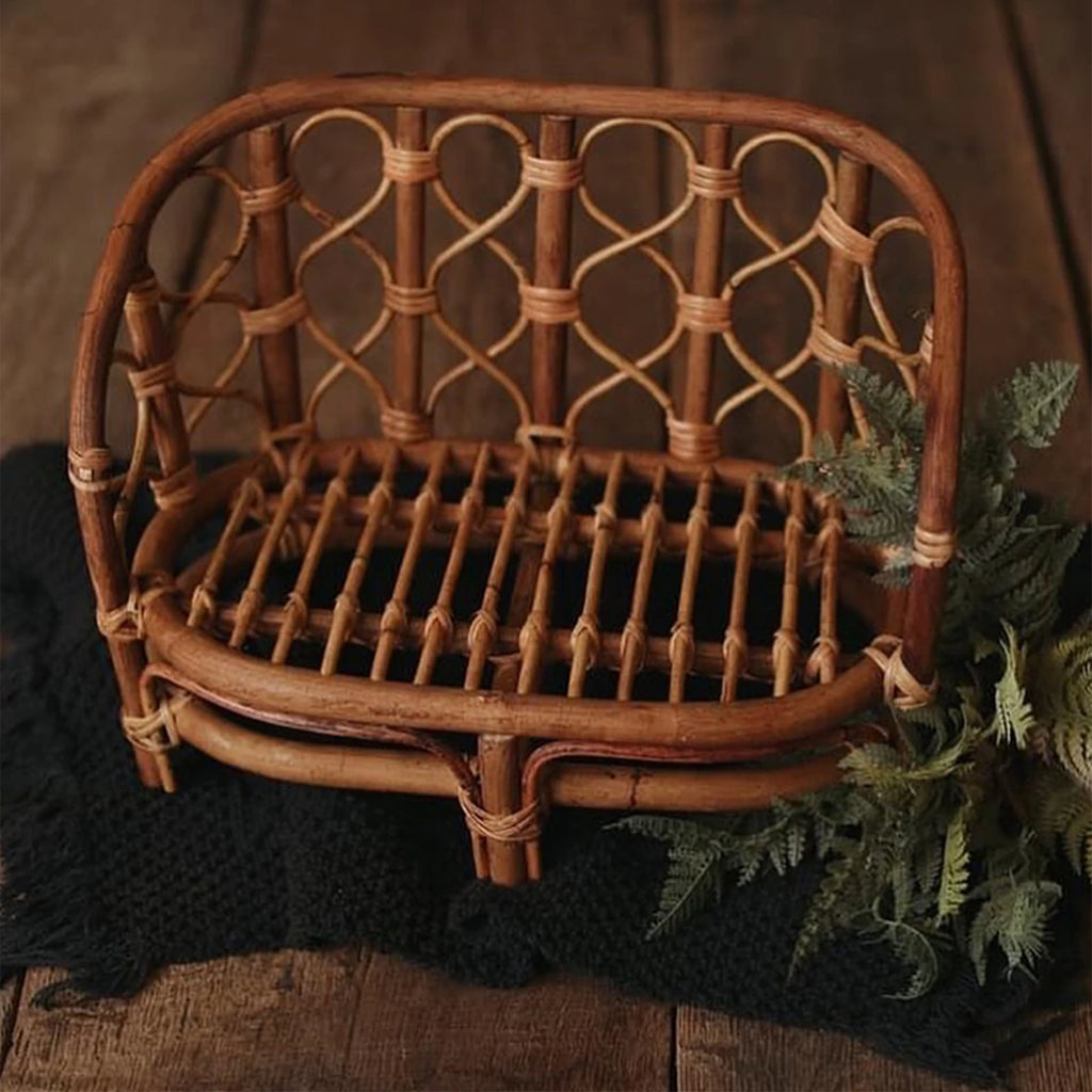 Newborn Retro Photography Props Infant Woven Rattan Bed Baby Crib Photo Studio Handmade Posing Props Kawaii Shooting Furnitures