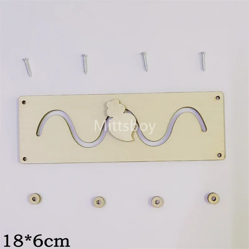 DIY Busy Board Montessori Educational Toys Animal Slide Zipper Numeric Letter Cloud Wood Chip Graphic Pairing Wooden Parts Gifts
