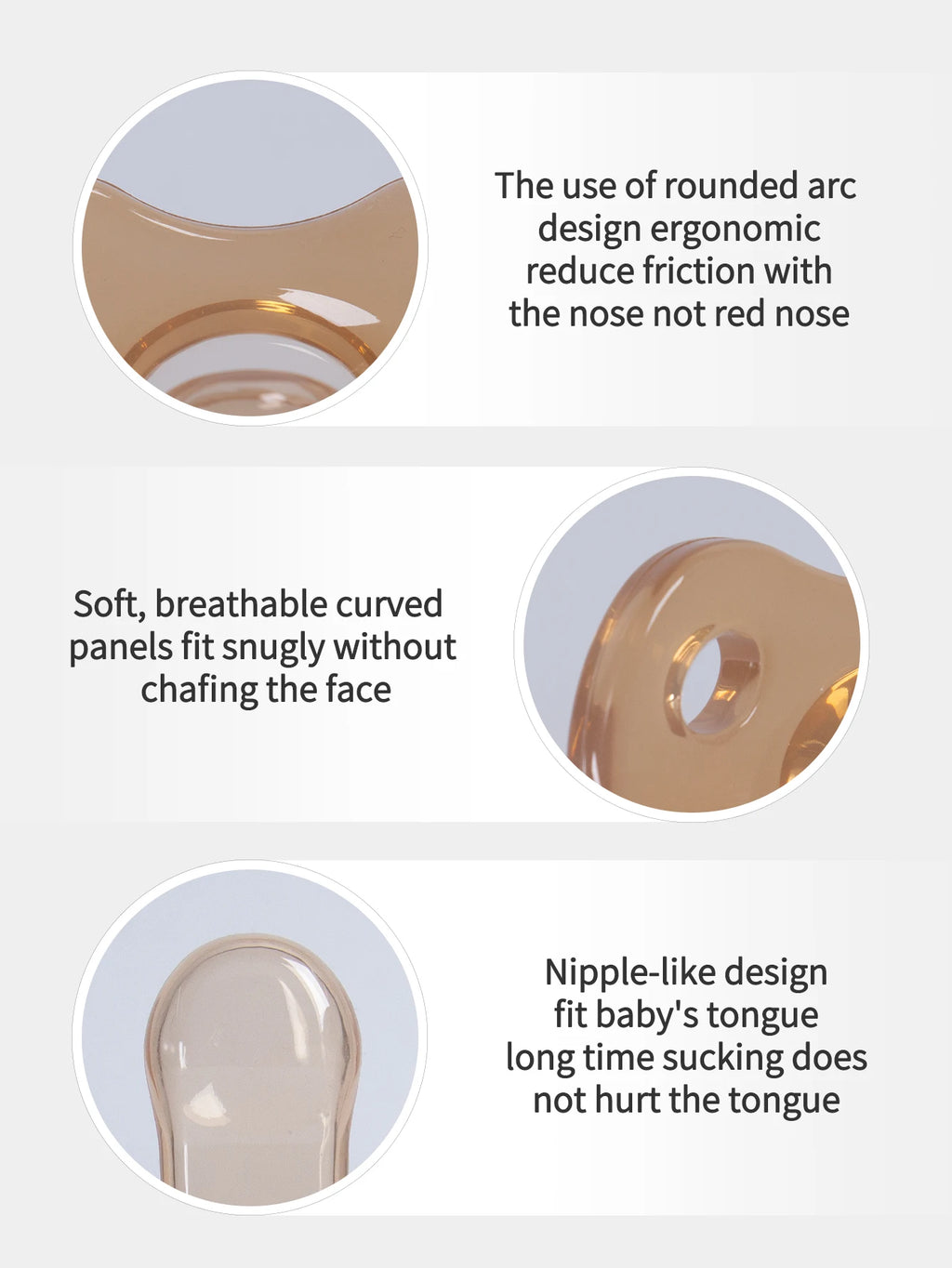 Baby Silicone Pacifiers Flat Nighttime Round day Soft Breathable Frosted Brown Transparent Soother 100% BPA Free Safe Silicone