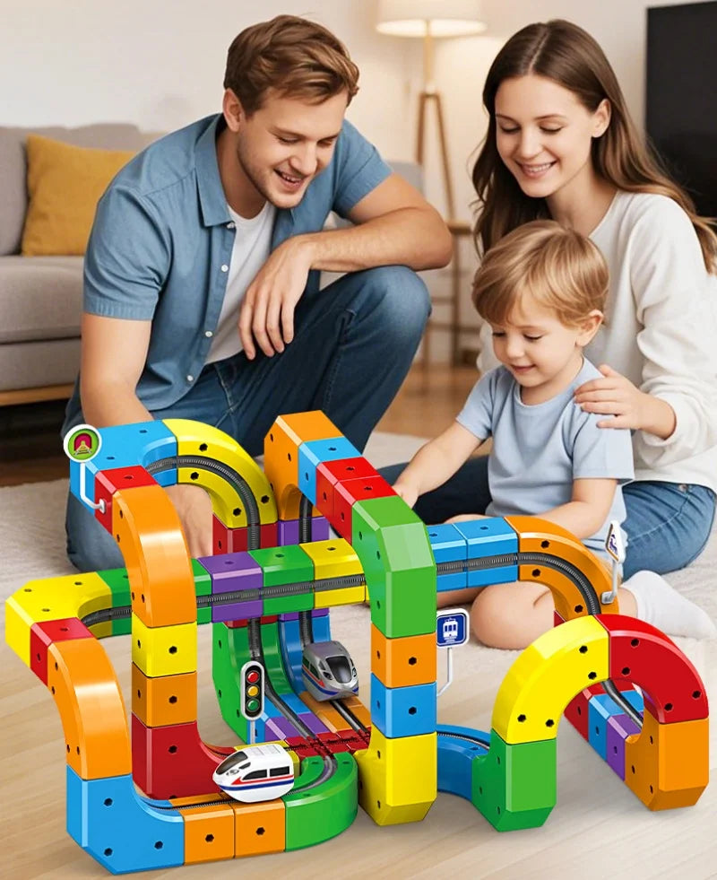 3D Electric Train Set Magic Flexible Race Track for Kid Track with Anti Gravity Car STEM Educational Building Toy Boys Girls Bir